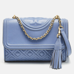 Tory Burch: Голубая сумка  Fleming