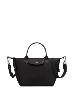 Longchamp: Чёрная сумка-шоппер  Le Pliage