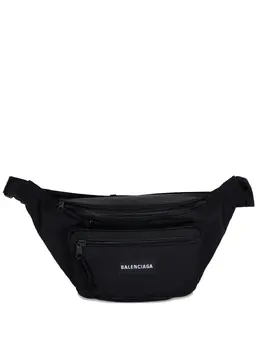 Balenciaga: Чёрная поясная сумка 