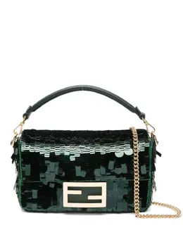 FENDI: Зелёная сумка-шоппер  Baguette