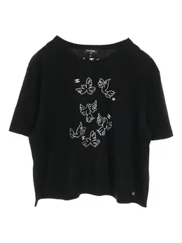 CHANEL Pre-Owned: Футболка с вышивкой 