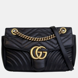 Gucci: Чёрная сумка  GG Marmont