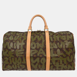 Louis Vuitton: Спортивная сумка  Keepall 50 цвета хаки
