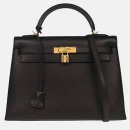 Hermes: Чёрная сумка  Kelly 32