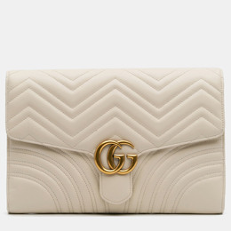 Gucci: Белый клатч  GG Marmont