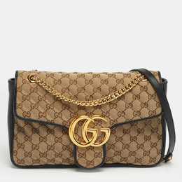 Gucci: Чёрная сумка  GG Marmont