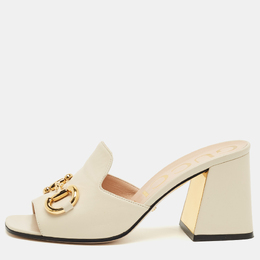 Gucci: Белые сандалии  Horsebit