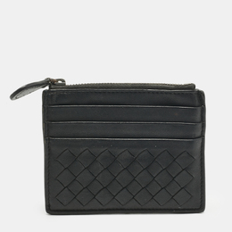 Bottega Veneta: Чёрный картхолдер  Intrecciato
