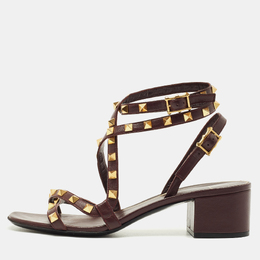Valentino: Бордовые сандалии  Rockstud