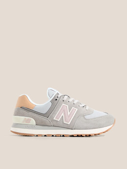New Balance: Серые кроссовки 