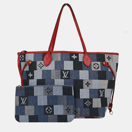 Louis Vuitton: Голубая сумка-шоппер  Neverfull MM
