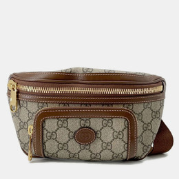 Gucci: Бежевая поясная сумка  Interlocking G