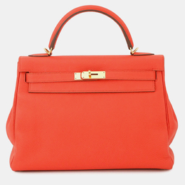 Hermes: Оранжевая сумка  Kelly 32