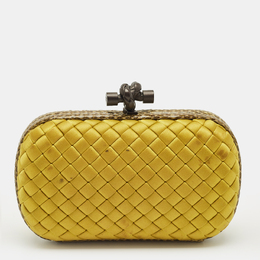 Bottega Veneta: Жёлтый клатч  Intrecciato