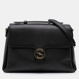 Gucci: Чёрная сумка  Interlocking G