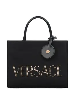 Versace: Чёрная сумка-шоппер 