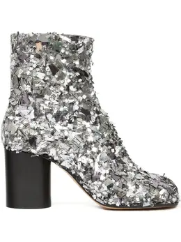 Maison Margiela: Серебристые ботинки  Tabi