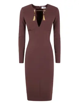 Elisabetta Franchi: Платье с v-образным вырезом 