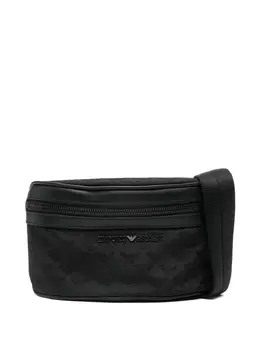 Emporio Armani: Чёрная поясная сумка 
