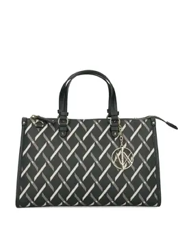 Armani Exchange: Зелёная сумка-шоппер 