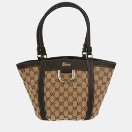 Gucci: Бежевая сумка-шоппер  GG