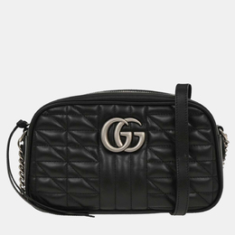 Gucci: Чёрная сумка  GG Marmont