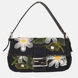 Fendi: Синяя сумка  Baguette