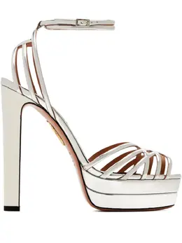 Aquazzura: Серебристые сандалии  Sole
