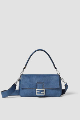 Fendi: Синяя сумка  Baguette