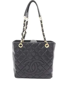 CHANEL Pre-Owned: Чёрная сумка-шоппер 