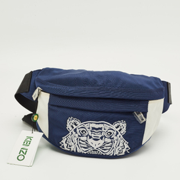 Kenzo: Синяя поясная сумка  Tiger