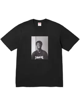 Supreme: Чёрная футболка  Thrasher