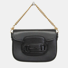 Gucci: Чёрная сумка  Horsebit 1955