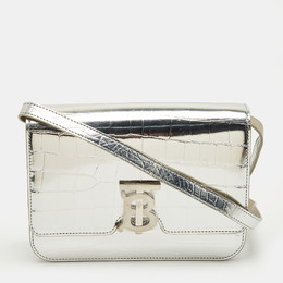 Burberry: Серебристая сумка  TB