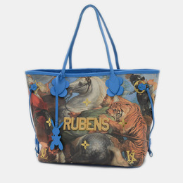 Louis Vuitton: Голубая сумка-шоппер  Neverfull MM