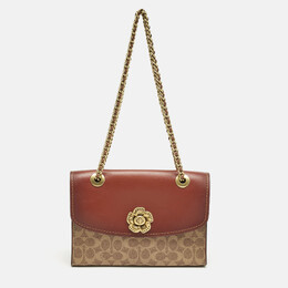 Coach: Коричневая сумка  Parker