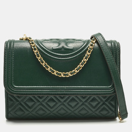 Tory Burch: Зелёная сумка  Fleming