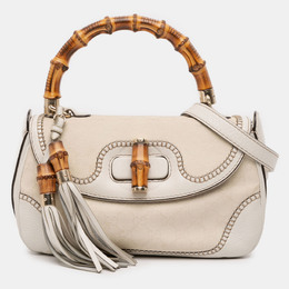 Gucci: Белая сумка  Bamboo