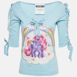Moschino: Голубой топ  Couture