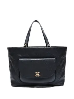 CHANEL Pre-Owned: Чёрная сумка-шоппер 