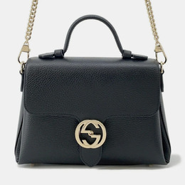 Gucci: Чёрная сумка  Interlocking G