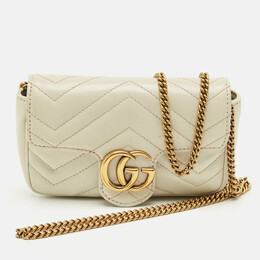 Gucci: Белая сумка  GG Marmont