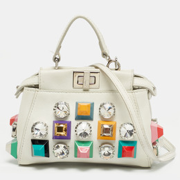 Fendi: Белая сумка через плечо  Peekaboo