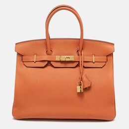 Hermes: Оранжевая сумка  Birkin 35