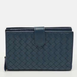 Bottega Veneta: Голубой кошелёк  Intrecciato