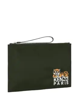 Kenzo: Зелёный клатч  Tiger