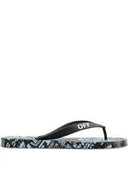 Off-White: Чёрные шлёпанцы 