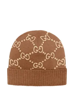Gucci: Коричневая шапка  GG