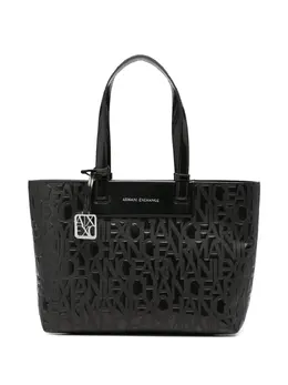 Armani Exchange: Чёрная сумка-шоппер 