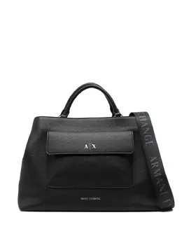 Armani Exchange: Чёрная сумка-шоппер 